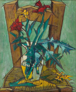 Abram (Abraham) Krol (King) (1919 Pabianice - 2001 Paris), Nature morte au bouquet de fleurs