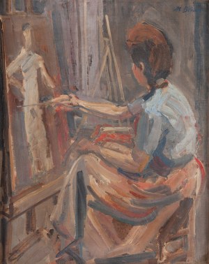 Maurice Blond (1899 Lodz - 1974 Clamart, Francia), pittore nell'atelier dell'artista.