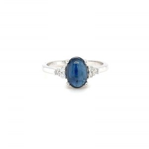 RING IN WHITE GOLD 2.84 GR SAPPHIRE - 2.05 CT WITH DIAMONDS 0.12 CT D-F/VS SIZE-7 - RNG40201