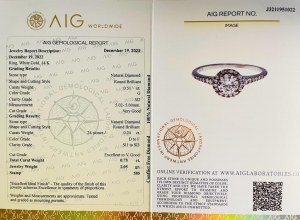 RING IN WHITE GOLD 2.05 GR WITH DIAMONDS FOR 0.51 CT G/SI2 0.24 CT D-F/SI1-3 SIZE-6.5 AIG CERTIFIED - RNG21212