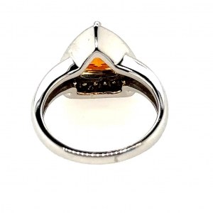 RING IN 14K WHITE GOLD 5.98 GR WITH CITRINE QUARTZ AND DIAMONDS - RNG30516
