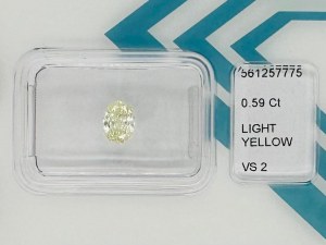NATURAL POLISHED DIAMOND 0.59 CT LIGHT YELLOW - VS2 - OVAL CUT - IGI - UD30120-1