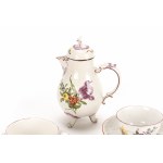Ludwigsburg coffee pot and cups with flower painting
