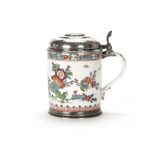 Chope à cylindre Meissen avec décor de chinoiseries