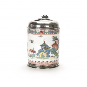 Chope à cylindre Meissen avec décor de chinoiseries