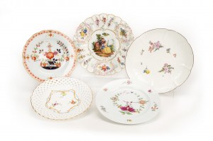 Meissen 4 plates and 1 bowl
