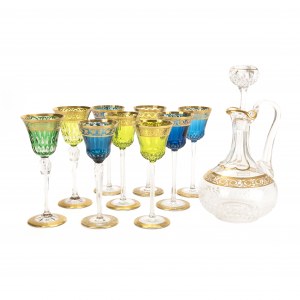 Saint Louis Carafe 'Thistle Gold' et verres à vin 'Callot Gold