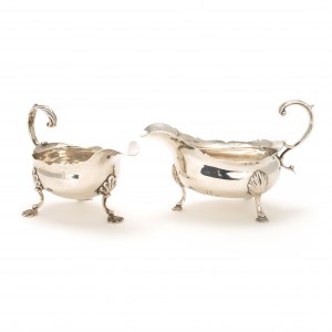 Pair of George II and III silver cream jugs