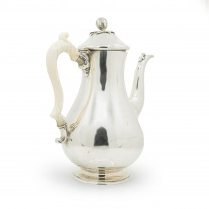 Silver coffee pot with leg handle