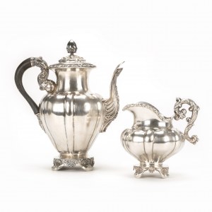 Silver jug and milk pourer