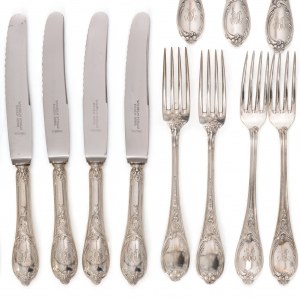 Extensive silver cutlery for 12 people