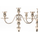 Pair of 3-light silver candlesticks