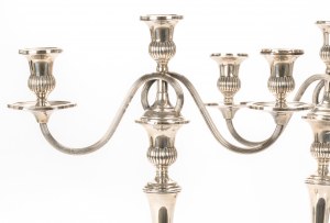 Pair of 3-light silver candlesticks