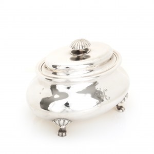 Silver lidded box with monogram