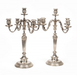 Pair of silver girandoles in classicist style