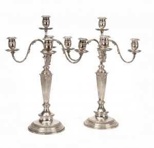 Pair of silver girandoles in classicist style