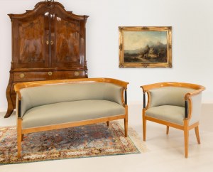 Empire-style armchair and bench