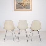 Herman Miller/Vitra three DSX Plastic Side Chairs, S-shell, design by Charles and Ray Eames