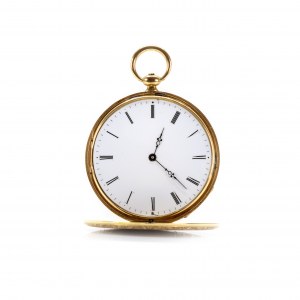Pocket watch with engraved enamel decorations