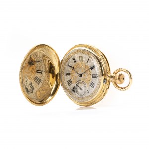 Julius Assmann Glashütte Savonette v nádherném pouzdře s hodinkovým řetízkem