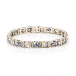 Bracciale con zaffiro e diamante incastonato