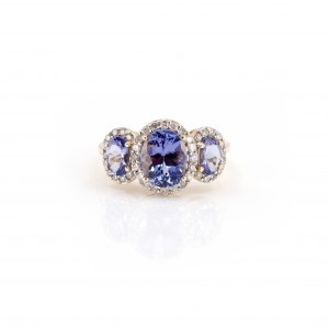 Anello con diamante tanzanite incastonato