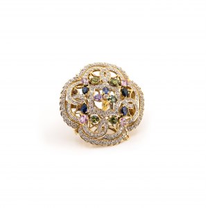 Brooch/pendant with sapphire diamond setting