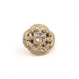 Brooch/pendant with sapphire diamond setting
