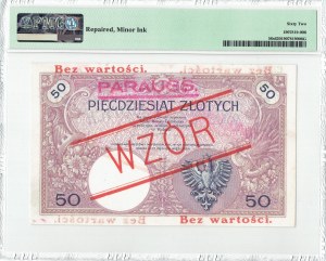 II RP, 50 złoty 1919 A. 26 WZÓR - PMG 62 ze stemplem PARAUGS - NIENOTOWANY