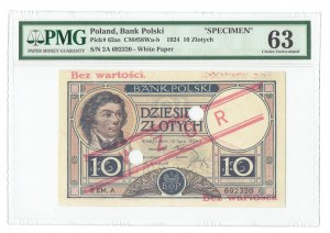 II RP, 10 zlotys 1924 II EM. A. MODÈLE - RARE PMG 63