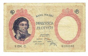II RP, 20 zloty 1924 - II EM.C - Forgery to the detriment of the issuer.