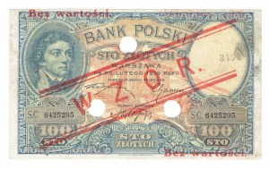 II RP, 100 zloty 1919 MODEL - low print, with perforation.