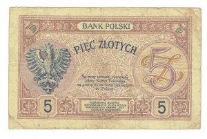II RP, 5 zloty February 28, 1919 S.2. A. - rare single digit variety