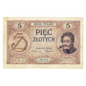 II RP, 5 złotych 28 lutego 1919 S. 54. A. -