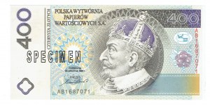 PWPW 400 złotych 1996 - SPECIMEN