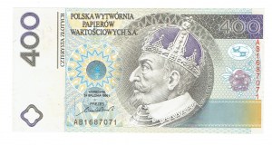 PWPW 400 zloty 1996 - MODEL on the reverse side.