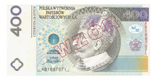 PWPW 400 zloty 1996 - MODELLO sul dritto