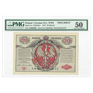 GG, 20 mkp 1916 Jenerał - druk dwustronny- PMG 50 - WZÓR