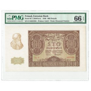 GG, 100 złotych 1940 - D - PMG 66 EPQ