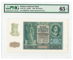 GG, 50 złotych 1940 A - PMG 65 EPQ