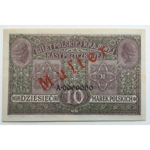 GG, 10 mkp 1916 Generał - Biletów - druk dwustronny - RZADKOŚĆ