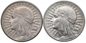 II RP, sada 10 zlatých 1932-33 Hlava ženy