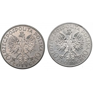 II RP, sada 10 zlatých 1932-33 Hlava ženy