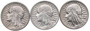II RP, sada 5 kusov Zlatá hlava ženy 1932-34