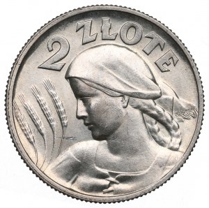 II RP, 2 zl. 1925 (s bodkou), uši londýnskej ženy