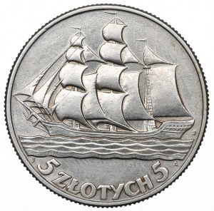 II RP, 5 zloty 1936 Nave a vela