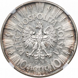II RP, 10 zloty 1935 Piłsudski - NGC AU Det.