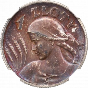 II RP, 1 złoty 1925 (z kropką), Londyn Kobieta i kłosy - NGC AU Det.