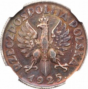II RP, 1 złoty 1925 (z kropką), Londyn Kobieta i kłosy - NGC AU Det.