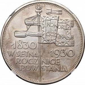 II RP, 5 oro 1930 Stendardo - NGC AU Det.